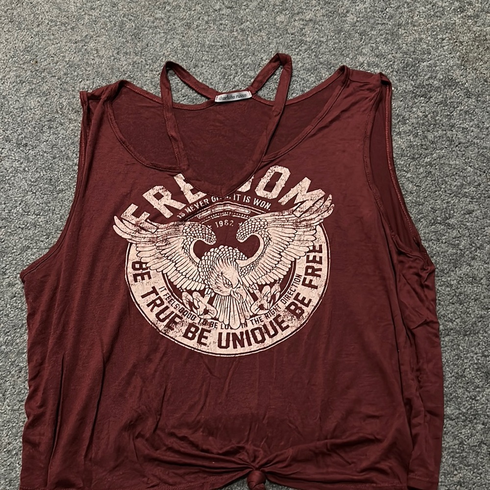 Charlotte Russe cropped burgundy tank top